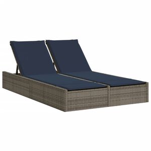 vidaXL Chaise longue double avec coussins gris r&eacute;sine tress&eacute;e