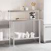 vidaXL Table de travail de cuisine avec étagère 110x55x120 cm inox