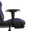 vidaXL Chaise de jeu avec repose-pied Noir et bleu Similicuir