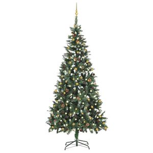 vidaXL Arbre de No&euml;l artificiel pr&eacute;-&eacute;clair&eacute; et boules 210 cm