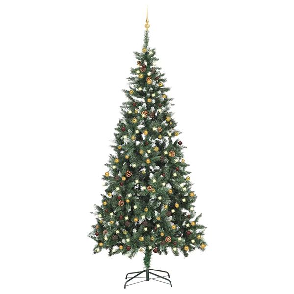 vidaXL Arbre de No&euml;l artificiel pr&eacute;-&eacute;clair&eacute; et boules 210 cm
