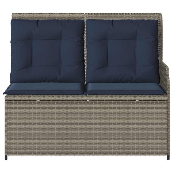vidaXL Banc de jardin avec coussin Gris Poly rotin