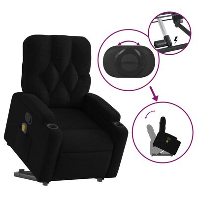 vidaXL Fauteuil inclinable de massage noir tissu