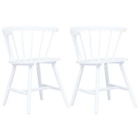 vidaXL Chaises à manger lot de 2 blanc bois hévéa massif