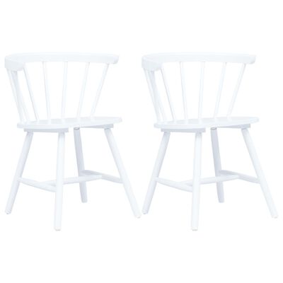 vidaXL Chaises à manger lot de 2 blanc bois hévéa massif