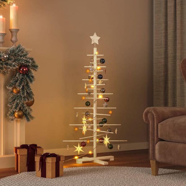 vidaXL Arbre de No&euml;l en bois pour d&eacute;coration 125 cm bois massif de pin