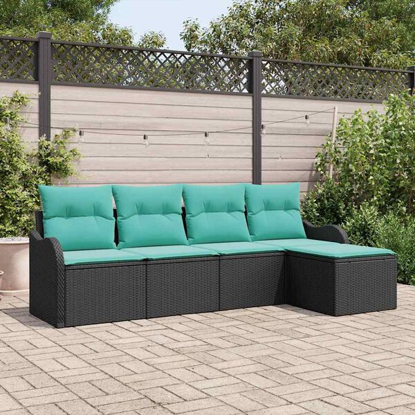 vidaXL Ensemble de canap&eacute; de jardin avec stockage 5 pcs Noir polyrotin