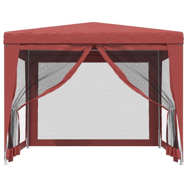 vidaXL Tente de f&ecirc;te avec 4 parois lat&eacute;rales en maille Rouge 3x3m PEHD