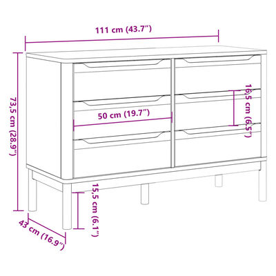 vidaXL Commode FLORO blanc bois de pin massif