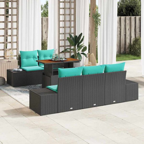 vidaXL Ensemble de salle &agrave; manger pour jardin 6 pcs Noir et Sarcelle