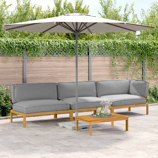vidaXL Ensemble de Canap&eacute;s Uni 4 pcs Gris Bois d'Acacia Massif