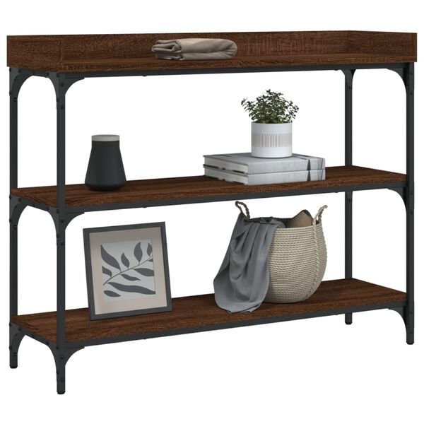 vidaXL Table console avec &eacute;tag&egrave;res ch&ecirc;ne marron 100x30x80 cm
