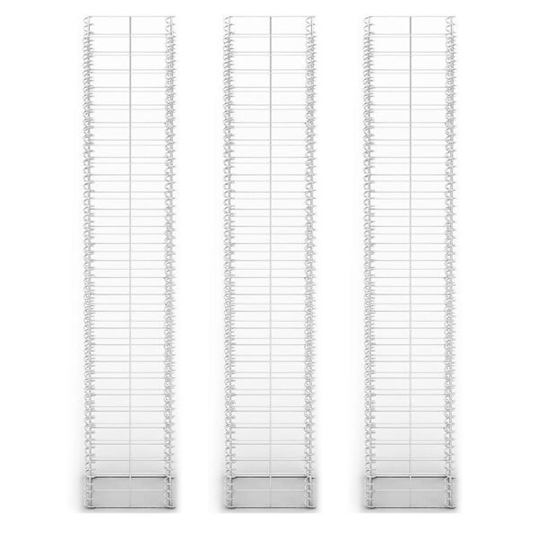 vidaXL Jeu de panier de gabion 3 pcs Fil galvanis&eacute; 25x25x150 cm