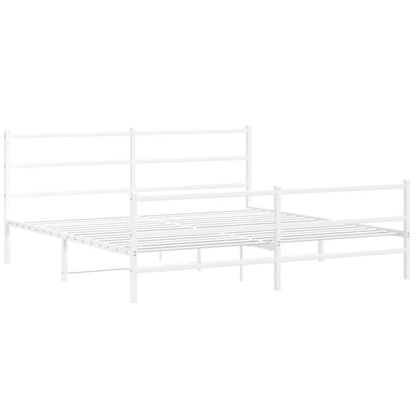 vidaXL Cadre de lit m&eacute;tal sans matelas et pied de lit blanc 193x203 cm