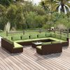 vidaXL Salon de jardin 13 pcs avec coussins Marron Résine tressée