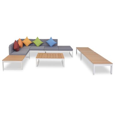 vidaXL Salon de jardin 5 pcs avec coussins Aluminium et WPC