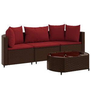 vidaXL Salon de jardin 4 pcs avec coussins marron r&eacute;sine tress&eacute;e