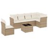 vidaXL Salon de jardin avec coussins 7 pcs beige r&eacute;sine tress&eacute;e