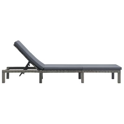 vidaXL Chaise longue avec coussin Résine tressée Anthracite