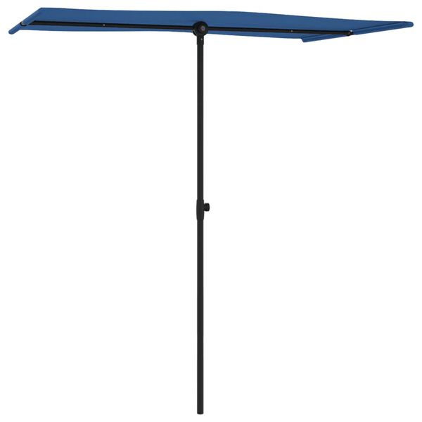 vidaXL Parasol de jardin avec mât en aluminium 180x110 cm Bleu azuré