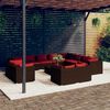 vidaXL Salon de jardin 13 pcs avec coussins Marron R&eacute;sine tress&eacute;e