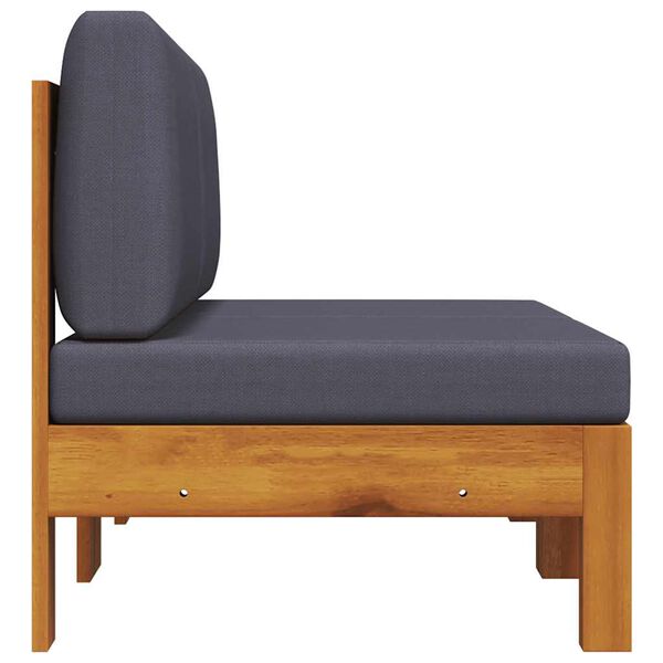 vidaXL Canap&eacute;s centraux 2 pcs avec coussins gris fonc&eacute; Acacia solide