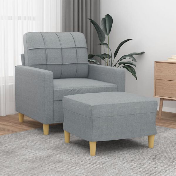 vidaXL Fauteuil avec repose-pied Gris clair 60 cm Tissu
