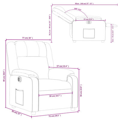 vidaXL Fauteuil inclinable électrique gris clair tissu