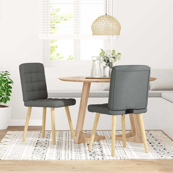 vidaXL Chaises à manger lot de 2 gris foncé tissu