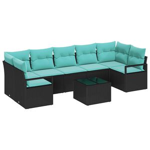 vidaXL Ensemble de canap&eacute; de jardin 8 pcs Noir et turquoise