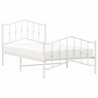 vidaXL Cadre de lit métal sans matelas et pied de lit blanc 100x190 cm