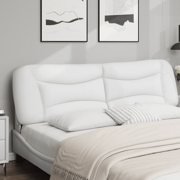 vidaXL Coussin de t&ecirc;te de lit Hvar blanc 183 cm similicuir
