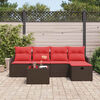 vidaXL Ensemble de canapé de jardin 6 pcs Marron et rouge Poly rotin
