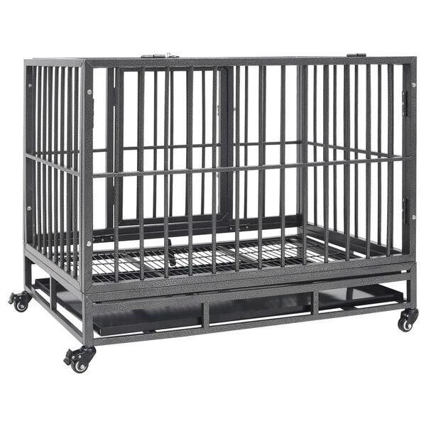 vidaXL Cage pour chiens avec roues Acier 92x62x76 cm
