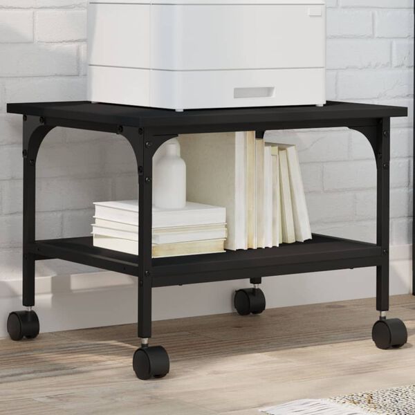 vidaXL Support d'imprimante à 2 niveaux noir 50x40x38 cm