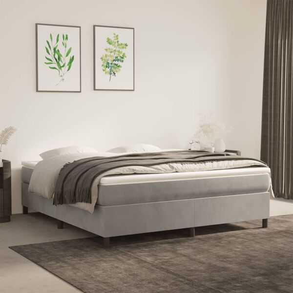 vidaXL Sommier &agrave; ressorts de lit gris clair 183x213 cm velours