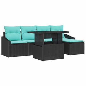 vidaXL Ensemble de canap&eacute; de jardin 6 pcs Noir et turquoise