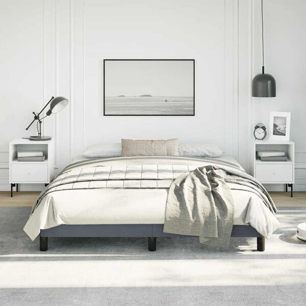 vidaXL Cadre de lit gris foncé 152x203 cm velours