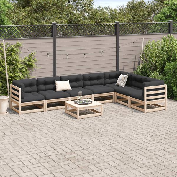 vidaXL Salon de jardin 8 pcs avec coussins bois de pin massif
