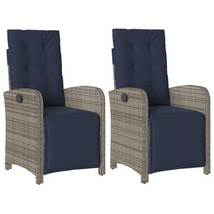 vidaXL Chaises inclinables de jardin lot de 2 et repose-pied rotin
