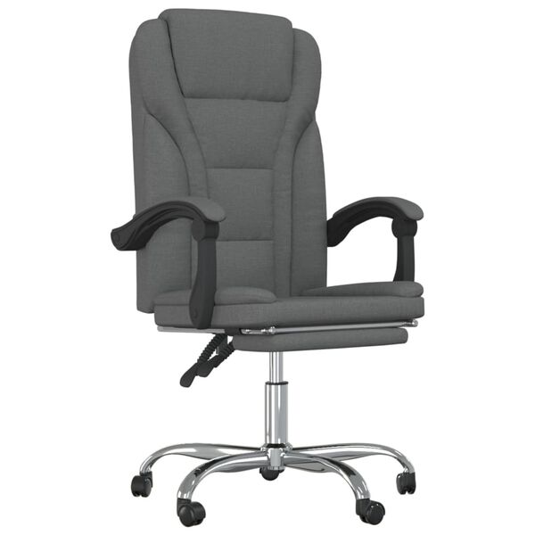 vidaXL Fauteuil inclinable de bureau gris foncé tissu