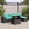 vidaXL Salon de jardin 6 pcs avec coussins noir r&eacute;sine tress&eacute;e