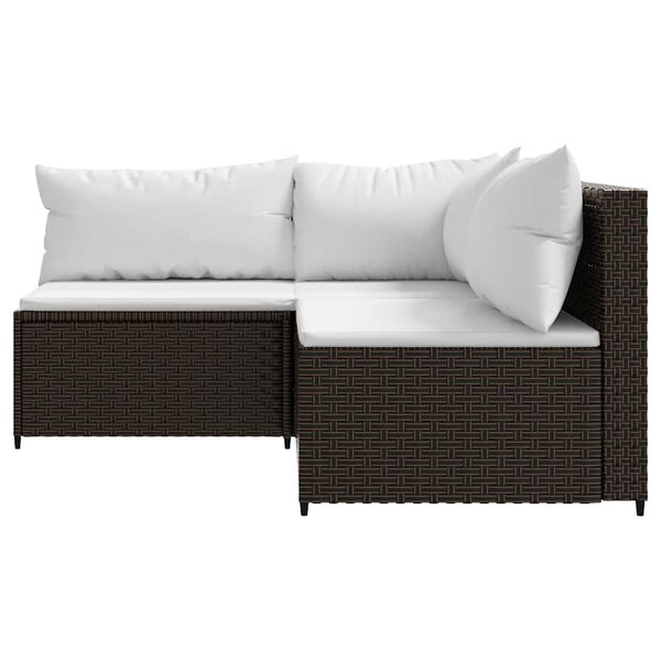 vidaXL Salon de jardin 3 pcs avec coussins marron r&eacute;sine tress&eacute;e