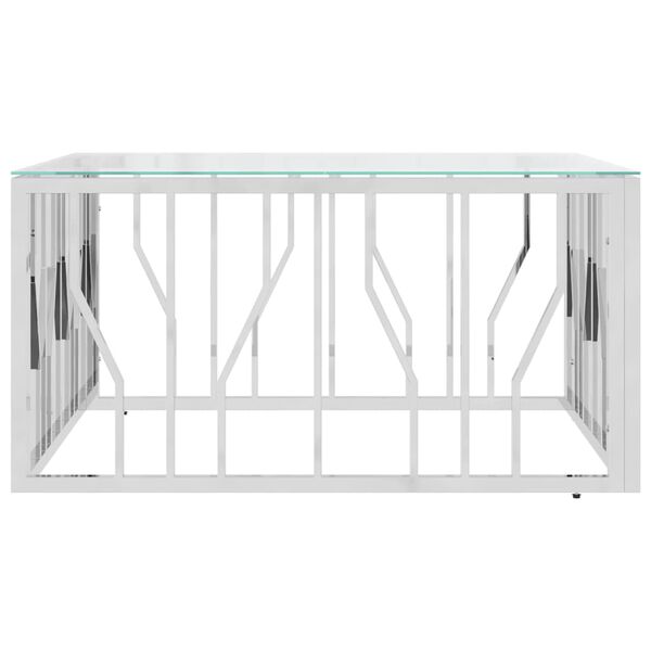 vidaXL Table basse 80x80x40 cm acier inoxydable et verre