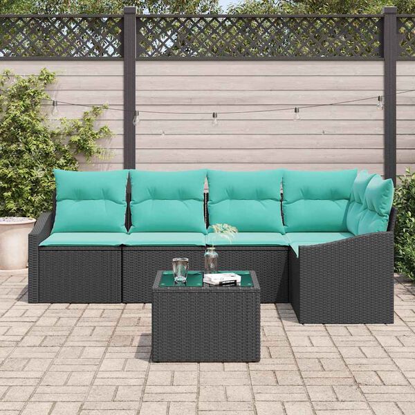 vidaXL Ensemble de Canap&eacute;s avec coussin 6 pcs Noir polyrotin