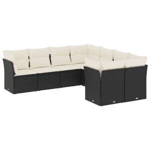 vidaXL Salon de jardin 8 pcs avec coussins noir r&eacute;sine tress&eacute;e