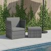 vidaXL Chaise de jardin avec tabouret Résine tressée Anthracite