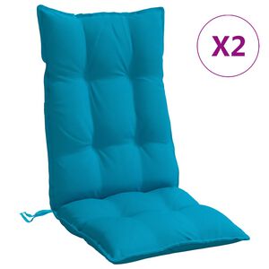 vidaXL Coussins de chaise &agrave; dossier haut lot de 2 bleu clair
