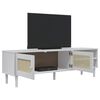 vidaXL Meuble TV SENJA aspect rotin blanc 158x40x49cm bois massif pin
