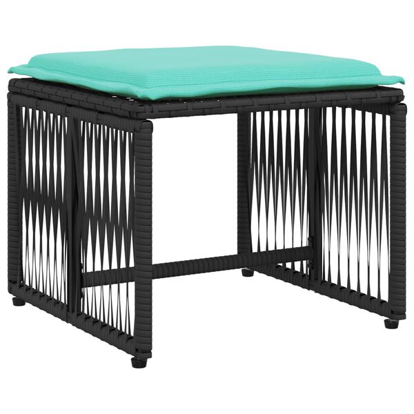 vidaXL Ensemble &agrave; manger de jardin 7 pcs coussins noir r&eacute;sine tress&eacute;e